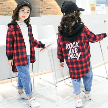 

Fashion Autumn Blouse for Girls Shirts Girls Long Sleeved Classic Red Plaid Shirts Girl School Tops and Blouses Cotton Clothes
