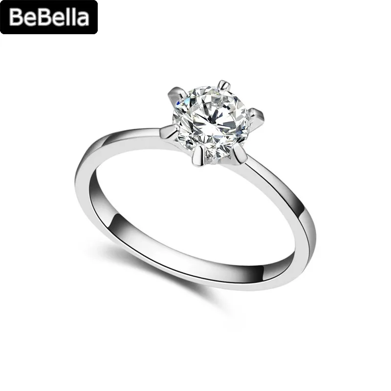 

BeBella Classic Six Claw Ring For Women Made With High Quality Grade Cubic Zirconia For 2018 Girls Christmas Gift