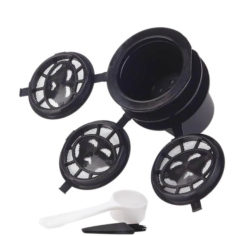 Drop Shipping 3pcs Coffee Filter Reusable Refillable Coffee Capsule Eco-friendly Filters For Nespresso With Spoon And Brush 20ML