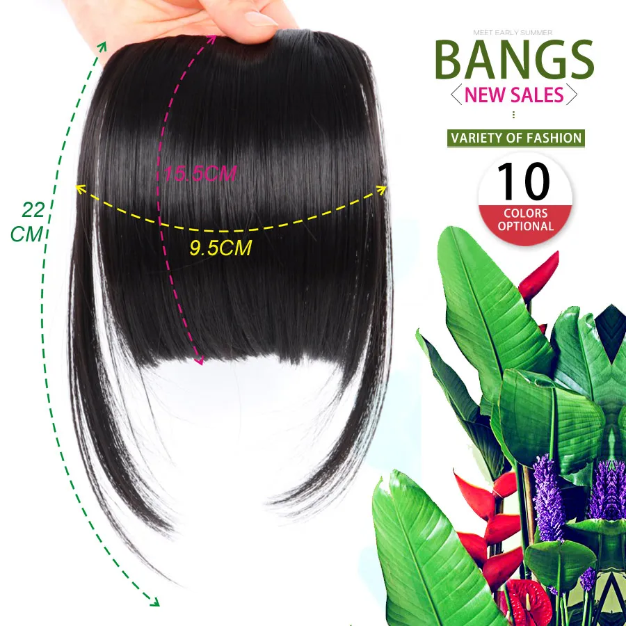 Alileader Short Straight Bang Extensions Synthetic Bang Hair Pieces For Women Heat Resistant Fringe Clip Bangs Blond Black Brown