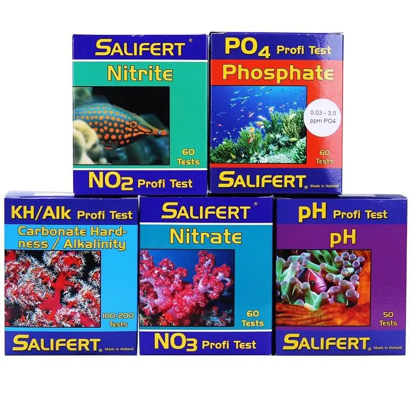 Тест-Комплект Salifert Ca Cu кальция I2 KH Mg NH4 аммиак NO2 нитрит NO3 нитрат PH PO4 Sr калий воды