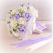 Великолепные Свадебные цветы Свадебные букеты слоновая кость Розовый Искусственный Свадебный букет Хрустальный блеск жемчуг buque de noiva