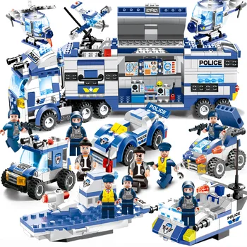 

mylb City Police series 8IN1 Robot Aircraft Car Compatible Building Blocks Creative Bricks educational Toys gifts For Children