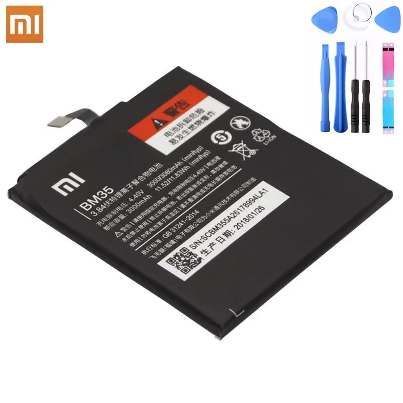 100% Оригинальный аккумулятор Xiaomi BM35 bm35 Mi 4C Mi4c 3080 мАч сменный литий полимерный для