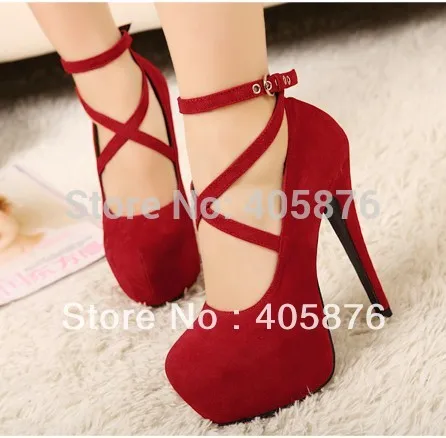 Free Shipping Summer Women s Sexy Pumps Vintage Red Black Bottom Platform Strappy High Heels Party