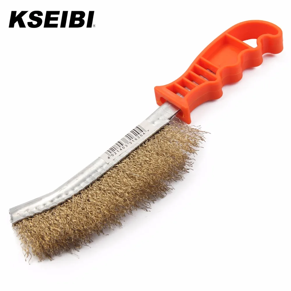 Kseibi 331620 Brass Coated Hand Wire Brush Plastic Heavy Duty Diy Tool