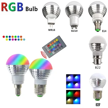 

1-10 Pack LED RGB Bulb Lamp Spot Bulbs Light Magic Holiday RGB lighting+IR Remote Control 16 Colors E14 GU10 MR16 AC85-265V D30