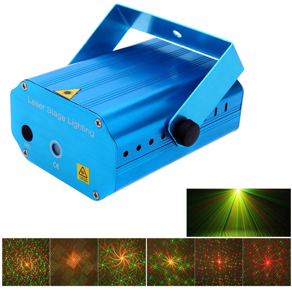 

EU/US Mini Fancy Stage light R&G laser stage lamp AC110-240V Voice-control laser projector party entertainment disco Show DJ