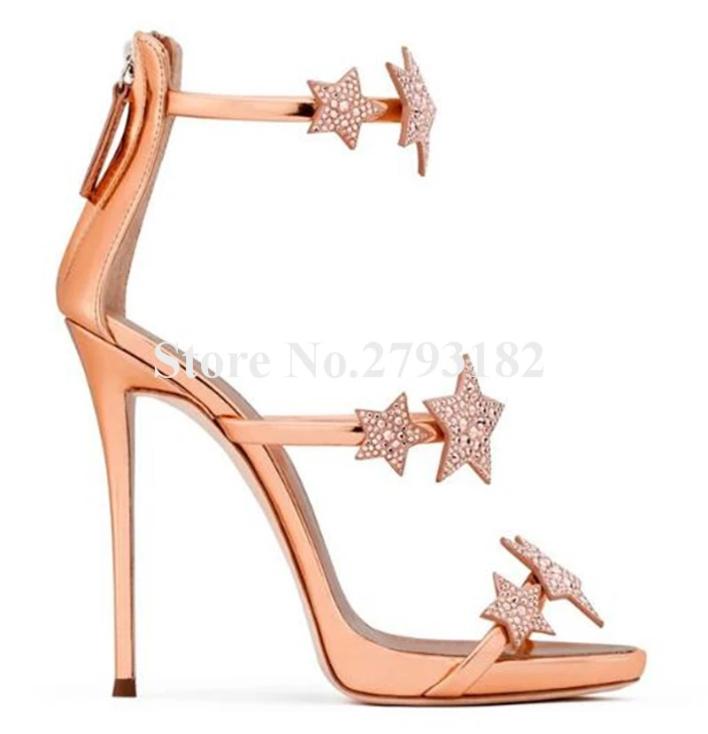 rose gold 3 strap heels