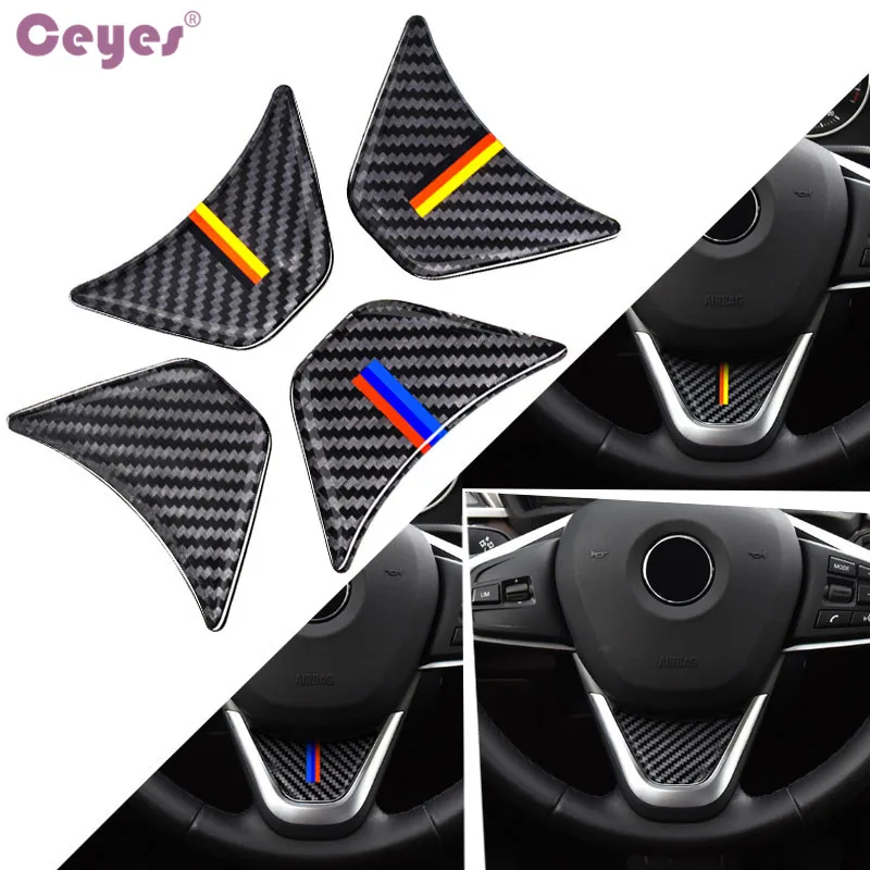 

Ceyes Car-Styling Auto Steering Wheel Sticker Case For Bmw 2 Series Tourer 1 Series F45 X1 F48 2017 F52 Carbon Fibre Accessories