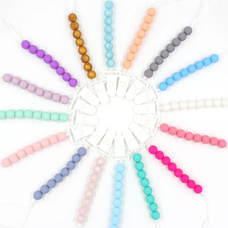 

Silicone Teether Pacifier Chain Teething Beads Baby Nappy Clip Accessories Baby Feeding Silicone Pacifier Leashes T0280