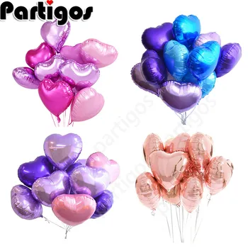 

9pcs 18'' Romantic Heart Shape Balloons Pearl Purple Pink Foil helium Love Balloon Wedding Valentine's Day Air Ball Supplies