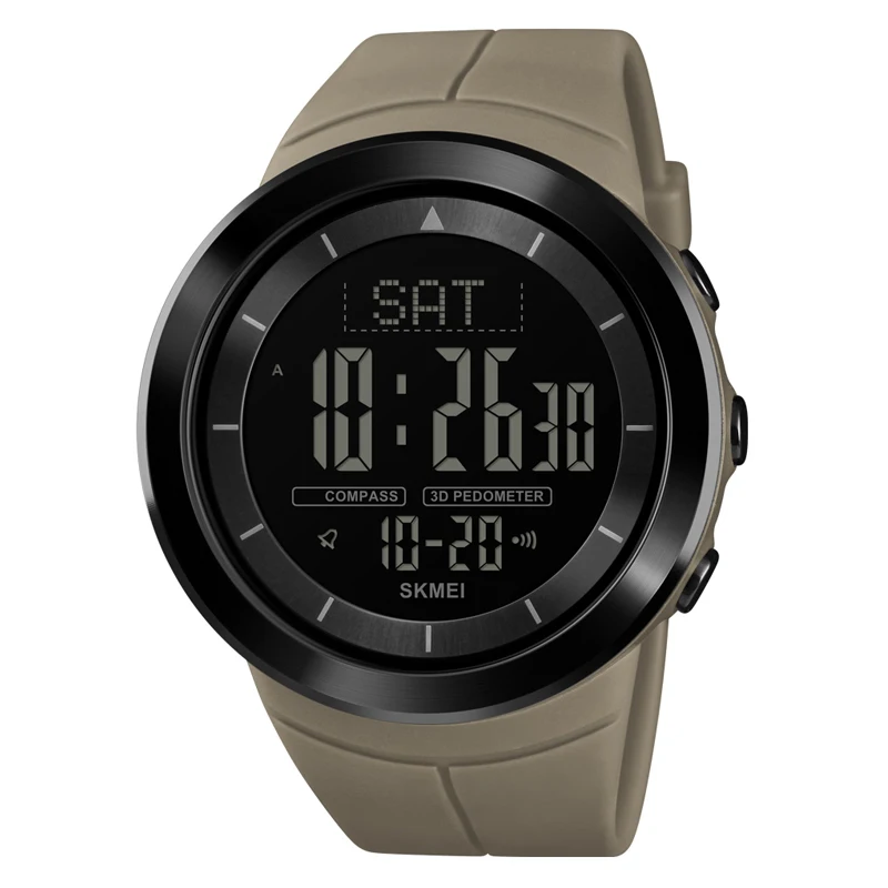 Бренд SKMEI цифровые спортивные часы компас калорий шагомер наручные часы Роскошные водонепроницаемые Секундомер Хронограф электронные часы - Цвет: Khaki