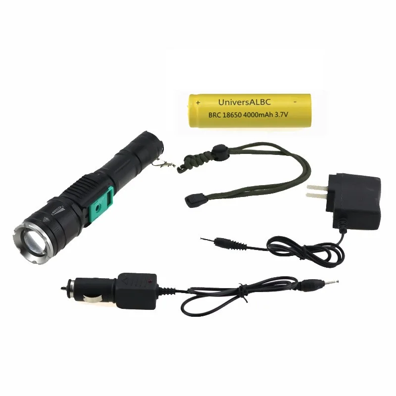 

Tactical Hunting CREE XM-L T6 2000 Lumen Zoomable LED Flashlight Torch Lamp Power Bank With 18650 Battery + USB & AC Charger