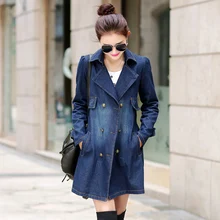 Новое поступление Весна Осень женские джинсовые куртки топы темно-синие повседневные свободные джинсы женская верхняя одежда Большие размеры, S-3XL WJ01