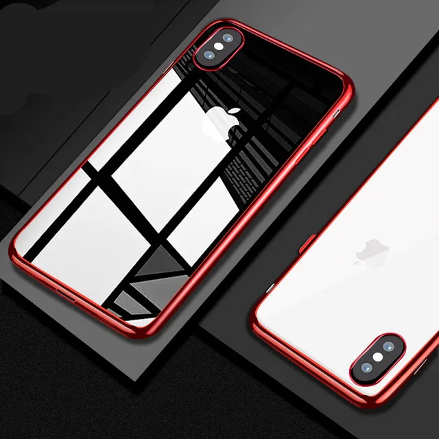 Fashion gold Luxury Plating Case For iPhone X S Max Soft Clear TPU Back Cover For iPhone XS XS