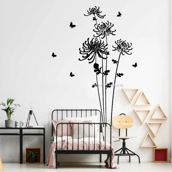 

Daisy Flower Butterflies Wall Decals for Living Room DIY Self-sticking Butterflies Vinyl Wall Sticker Art Home Wall Decor LC1338
