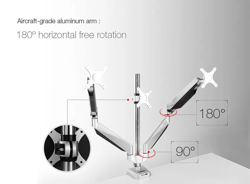 Тройной монитор руки полный движения настольная подставка для крепления подходит для трех ЖК-экранов 1"-27" Максимальная поддержка 10 кг вес на руку