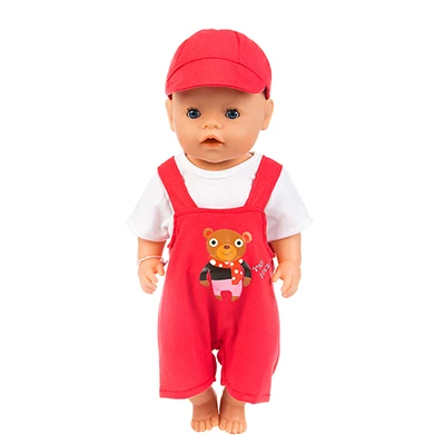 Спортивный комплект+ шляпа, Одежда для куклы, подходит для новорожденных 43 см, кукла, аксессуары для кукольной одежды для 17 дюймов, кукла - Цвет: 6