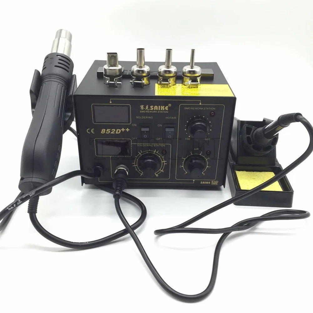 Паяльная станция BGA горячего воздуха сушилка паяльная Saike 852D + 2в1 паять Железо