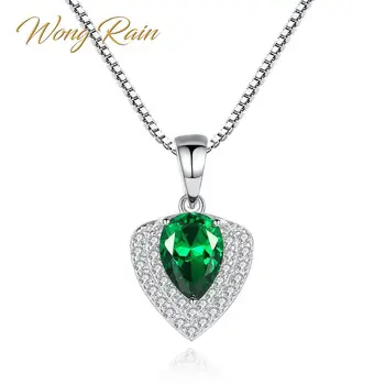 

Wong Rain Luxury 100% 925 Sterling Silver Sapphire Emerald Ruby Gemstone Diamonds Cocktail Pendant Necklace Jewelry Wholesale