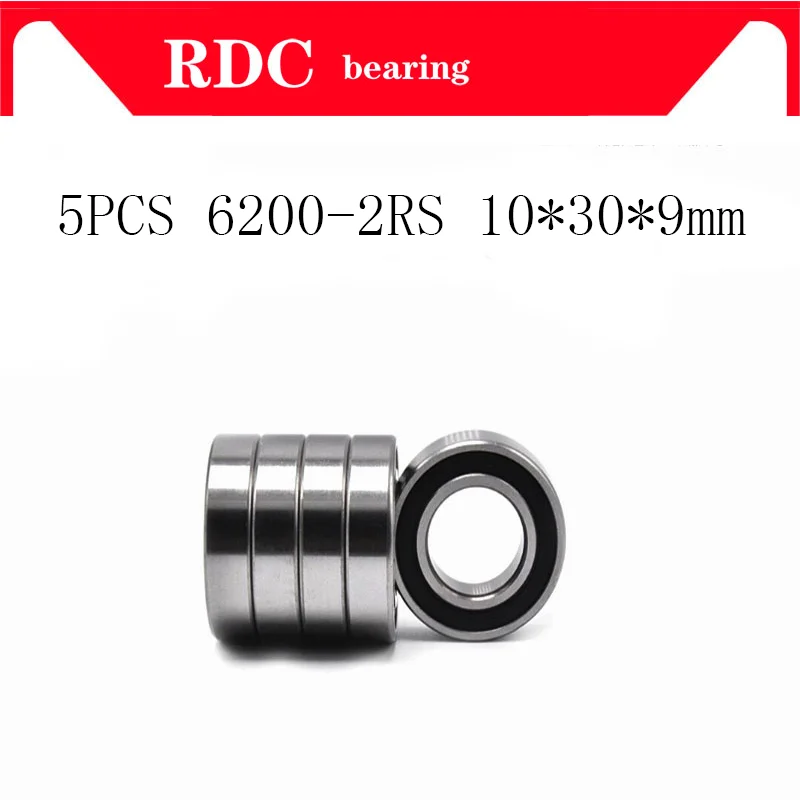 5PCS ABEC-5 6200 2RS 6200RS 6200-2RS 6200 RS 10x30X9 mm Miniature double Rubber seal High quality Deep Groove Ball Bearing EMQ afbeelding