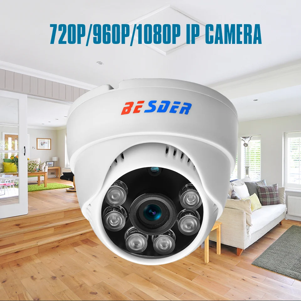 Besder 2,8 мм широкоугольная 1080P 960P 720P купольная Крытая IP камера DC12V/POE48V сеть IR P2P ONVIF Xmeye 2.0MP 1.3MP 1.0MP CCTV камера