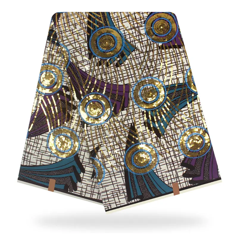 

New attractive ankara sequins fabric african wax prints fabric holland wax dutch wax with sliver sequins african fabric F94-17