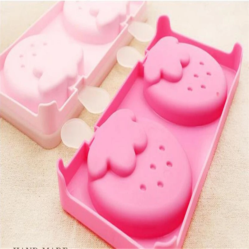 DIY Ice Cube Плесень клубника Моделирование два слота дизайн лето popsicle кухня acc случайный цвет питьевой Инструменты Шоколад Плесень