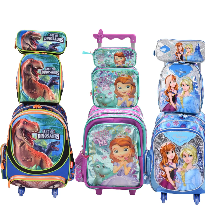 preço Novo saco de escola de rolamento definir carros crianças conjunto conjunto da bagagem do trole saco do trole da escola mochila com saco com rodas para meninos e meninas