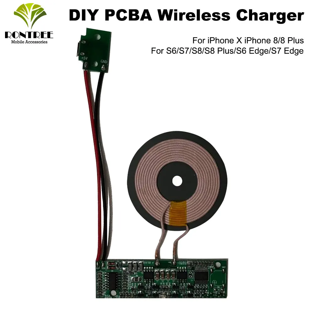RONTREE DIY Wireless Charger PCBA for iPhone 8/X/8 Plus Qi Wireless Charging Pad Wireless Charger for Samsung Galaxy S8/S7 /S8 +