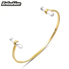 Enfashion turquesa brazalete pulsera manchette oro plateado pulsera brazalete de las mujeres de acero inoxidable pulseras brazaletes pulseiras