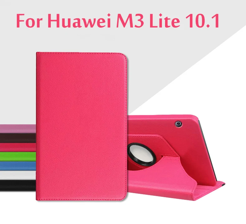 

360 Degree Rotating Skin Cover Case For Huawei MediaPad M3 Lite 10 BAH-W09 / BAH-W19 / BAH-AL00 10.1 inch Tablet