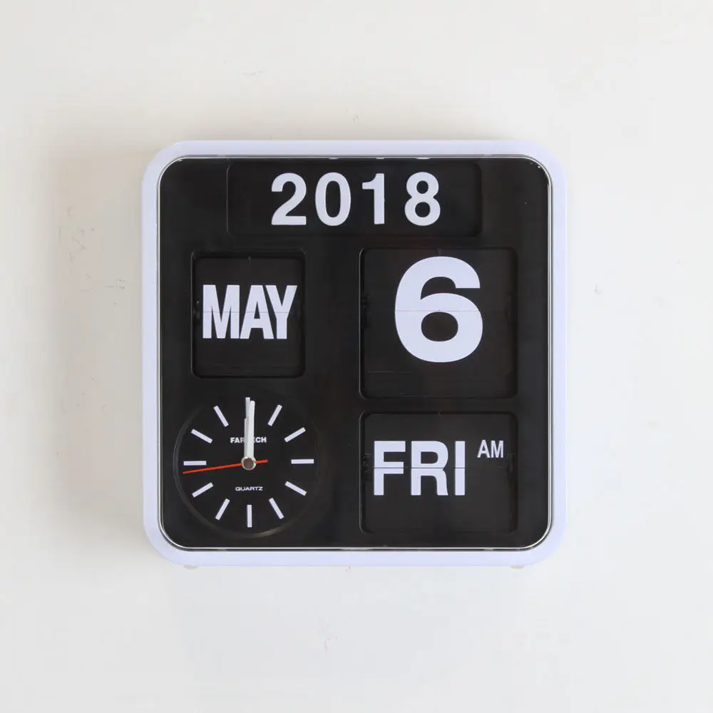 Digital Flip Clock Vintage Electronic Calendar Table Clocks 9" for