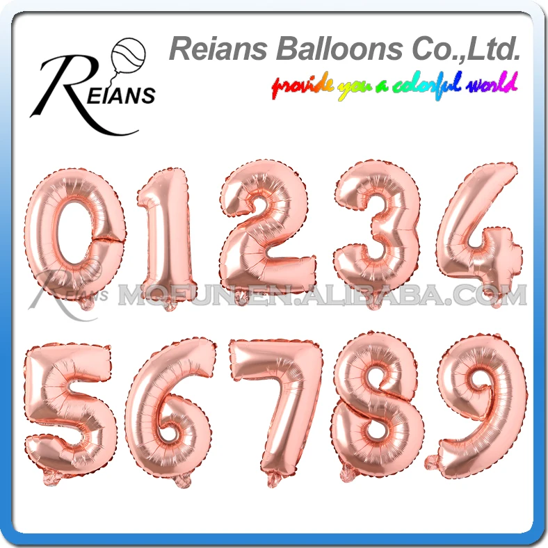 

50PCS 16 Inches Rose Gold Digit Foil Balloons Number Air Balloon inflatable Wedding Birthday Decorations Event Party Supplies