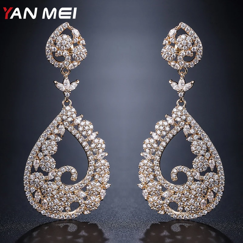 

YANMEI Rhinestone Oval Dangle Earrings For Women Geometric Luxury New Arrival Earring Fashion Brincos Jewelry YME9048