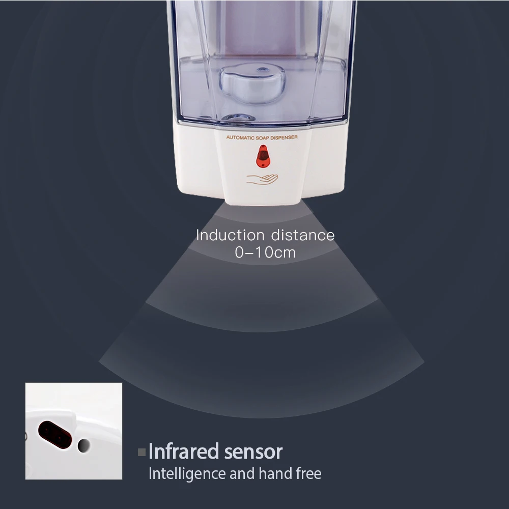 Ceny 600ml pojemność automatyczny dozownik mydła bezdotykowy czujnik odkażacz do rąk dozownik detergentu naścienny do łazienki kuchnia