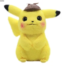 Brinquedo de pelúcia pikachu, 28cm, brinquedo de pelúcia, detectivo, pikachu, filme japonês, anime, brinquedos para crianças, boneca para aniversário presentes anime(China)