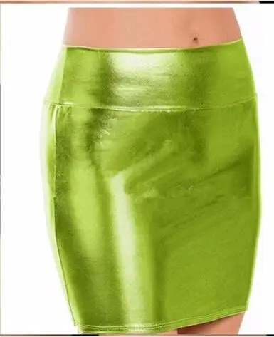 Мягкие юбки из искусственной кожи с высокой талией, тонкая юбка-карандаш, подчеркивает бедра, женские Сексуальные облегающие кожаные юбки Красного/черного/синего/серого цвета - Цвет: shiny green