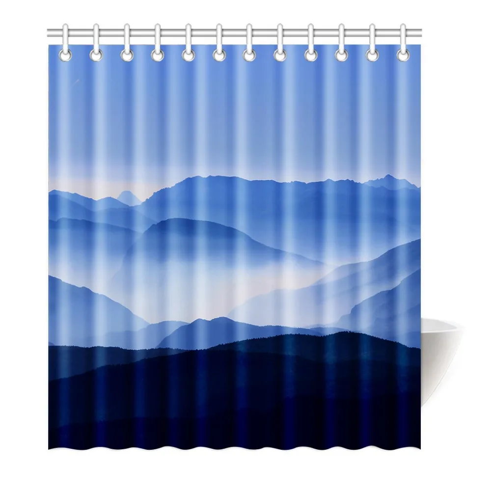 Shower Curtain Mountain Beauty View Waterproof Mildewproof Polyester Fabric Bath Curtain