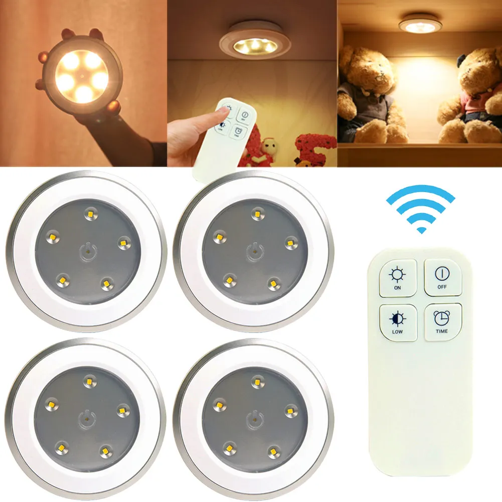 

Wireless Romote Control LED Night Light Stick-to-Anywhere Tap Light for Cabinet Bedroom Hallway HUG-Deals
