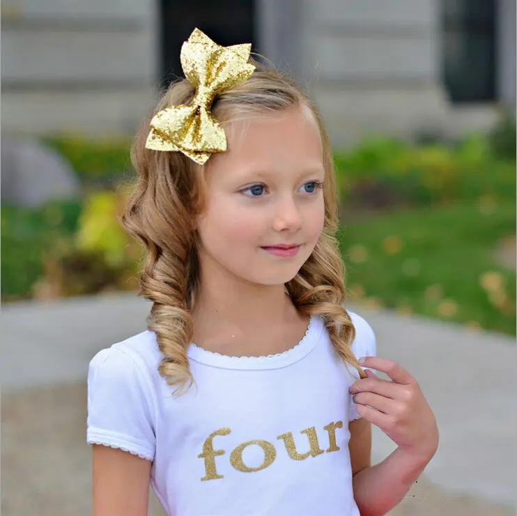 1 PC Big Bow Hair Clip For Girl Gold Silver Colorful Barrettes Sequin