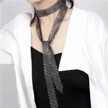 Женское блестящее длинное ожерелье с ромбовидным галстуком, модный костюм моряка для танцев, украшение для шеи