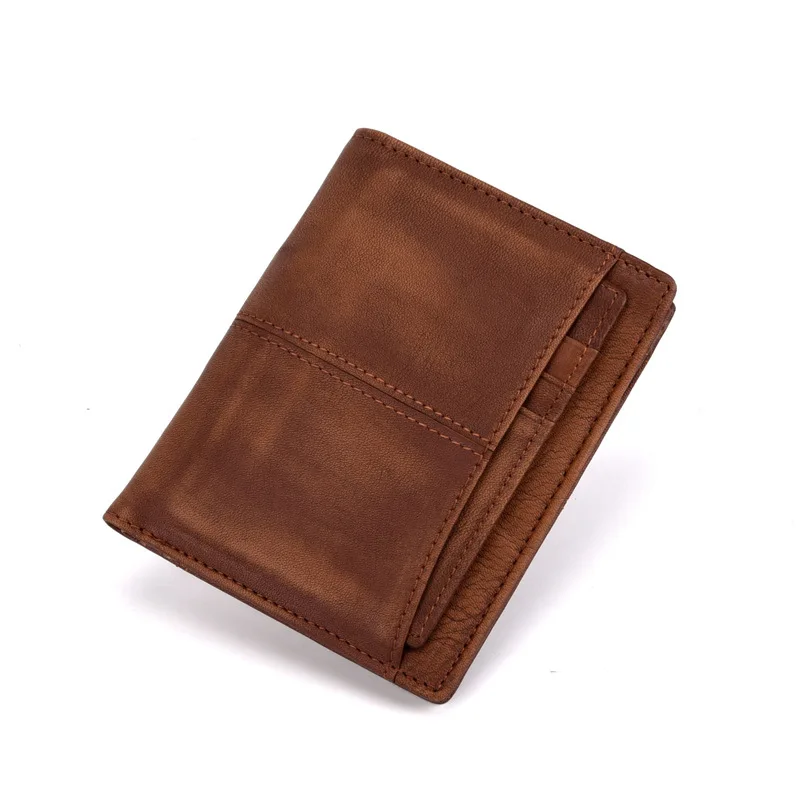 

RFID Blocking Vintage Mens Genuine Leather Wallet Men Short Business Bifold Wallet Male Driver license Purse Coin Card Holder