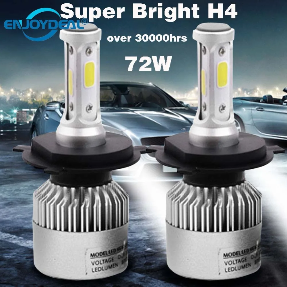 2pcs 8000LM 72W LED Bulb COB H1 H3 H4 H7 H8 H11 9005 9006 Car Headlight