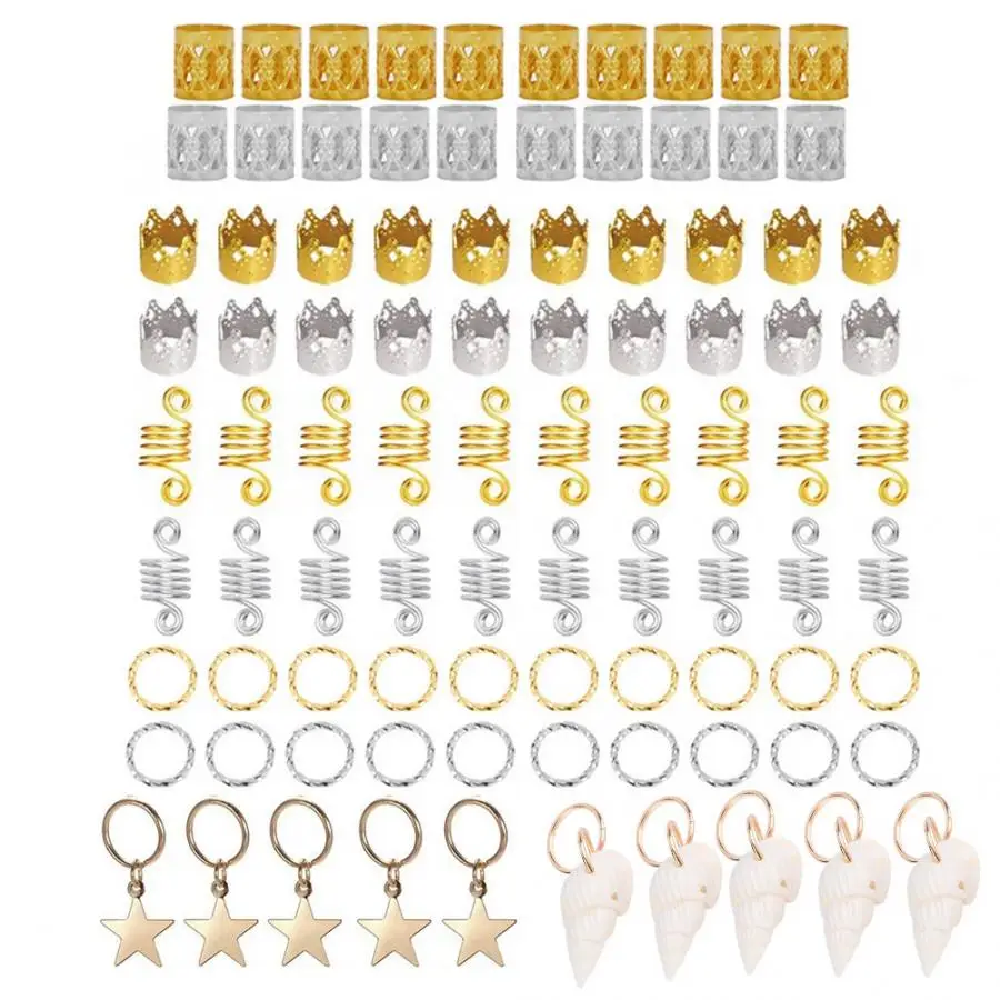 

90pcs Hair Braid Rings Three-ply Hair Clips Loops Trumpet Shell Decoration for Women Girls Hair Accessories