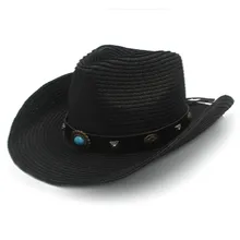 Мужская соломенная западная ковбойская шляпа рулон вверх Брим джентльмен Sombrero Hombre джаз шляпа