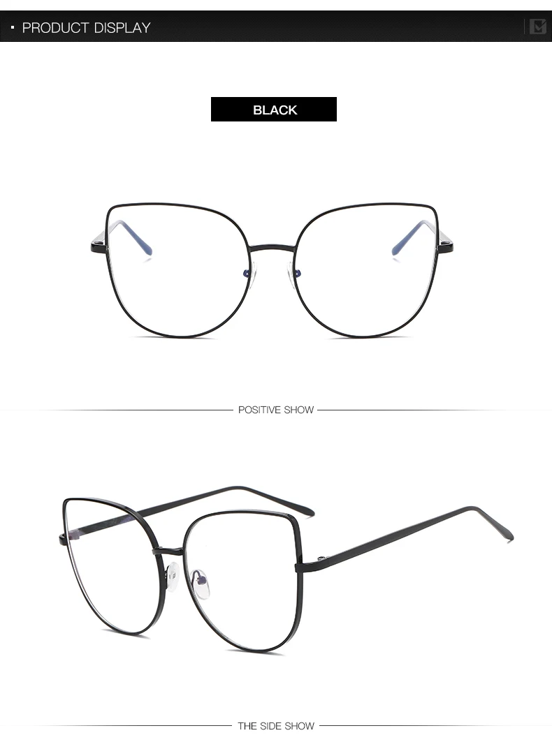 Большие размеры, женские металлические оправа для очков в стиле кошачьи глаза, фирменный дизайн, модные мужские очки с прозрачными линзами, очки, оправа для женщин