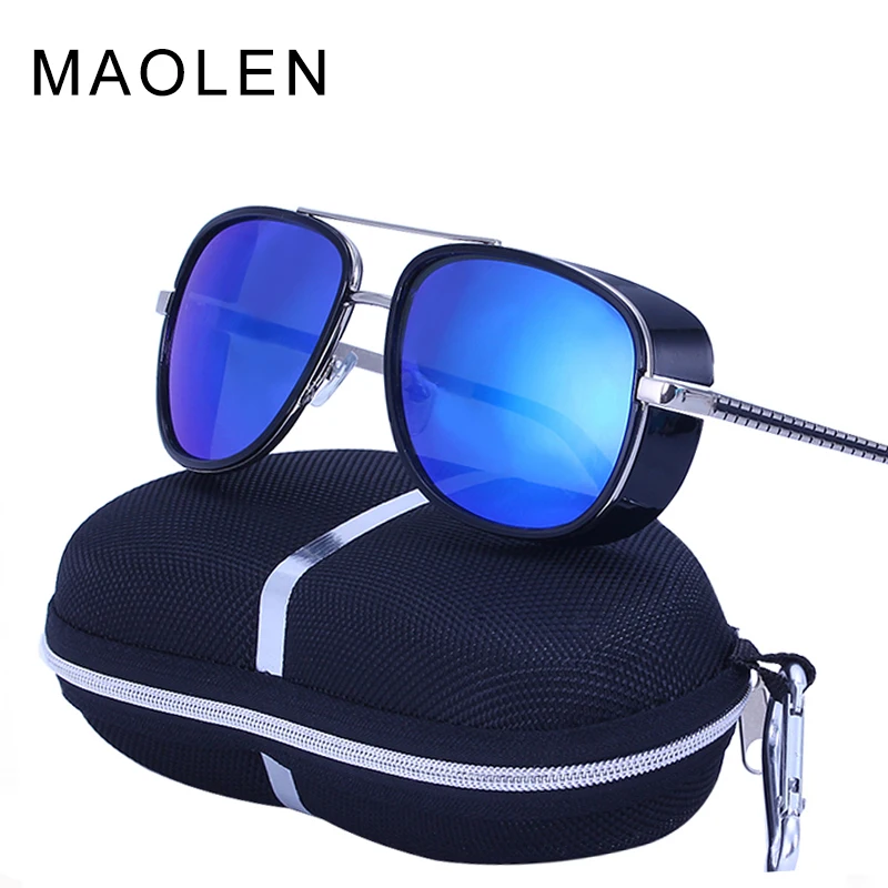 Cena MAOLEN Tony Stark Iron Steampunk okulary mężczyźni gotyckie okulary gogle okulary lustro steam punk okulary Vintage mężczyzna óculos
