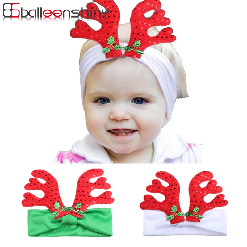 

BalleenShiny Antlers Baby Girl Headband Infant Creative Turban Christmas Gift for Kids Girls Hair Accessories Elastic Hair Band